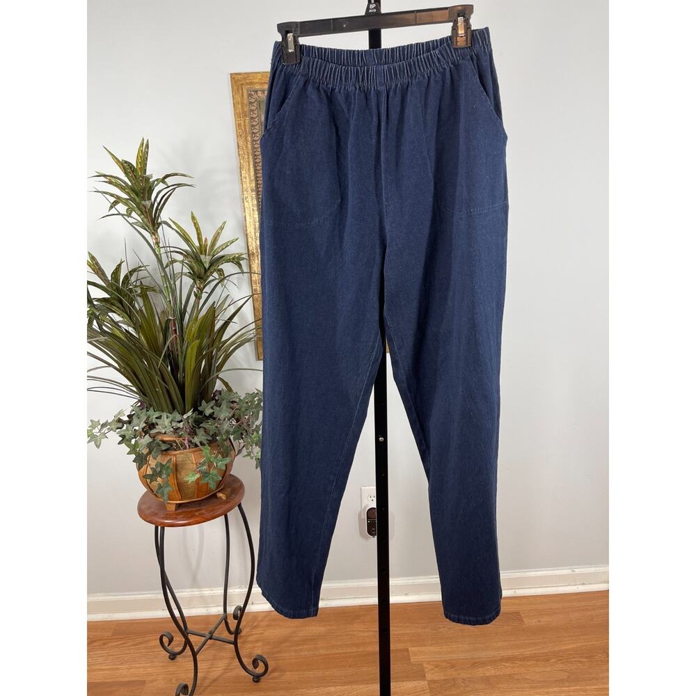 D&Co. Pants Women's Medium Blue Denim Coastal Grandmother Normcore Minimalist - Picture 1 of 7